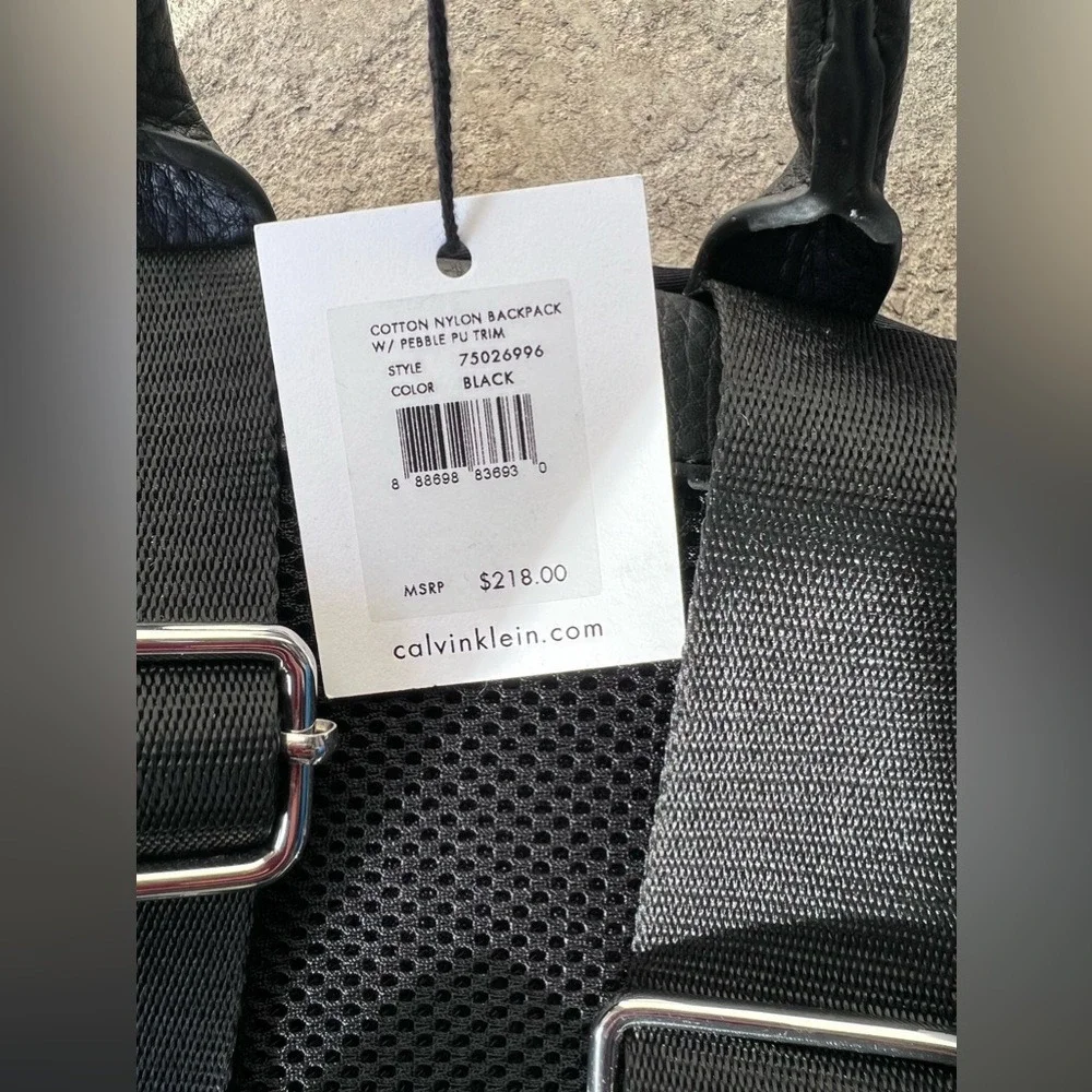 Calvin‎ Klein Nylon Backpack W Pebble PU Trim Black